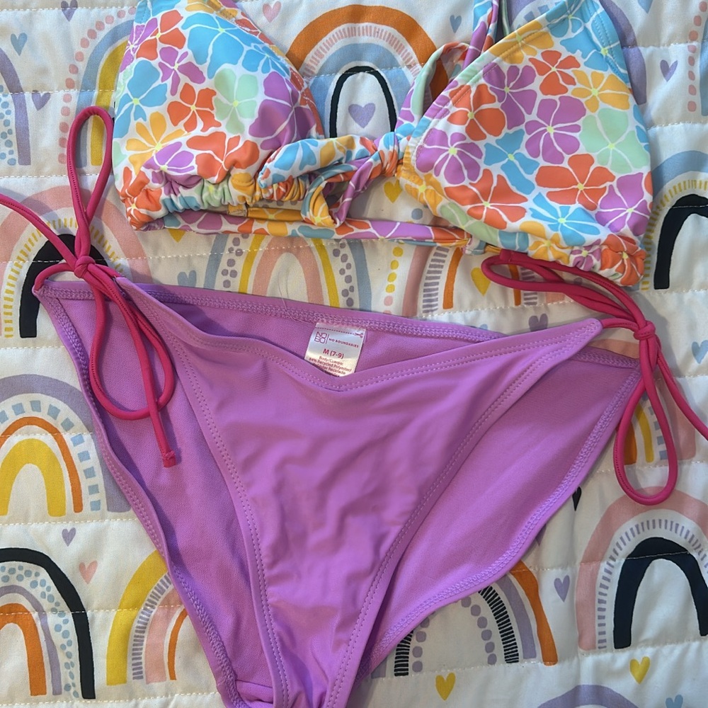 No Boundaries Floral Bikini - Multicolor and Purple